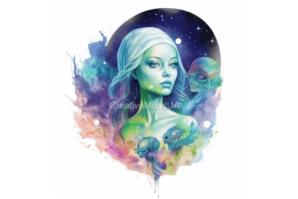 Download Aliens. Watercolor. PNG - Premium Bundle