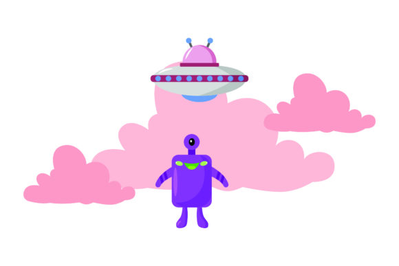Download Flat Illustration Space Aliens Purple - Premium Resources