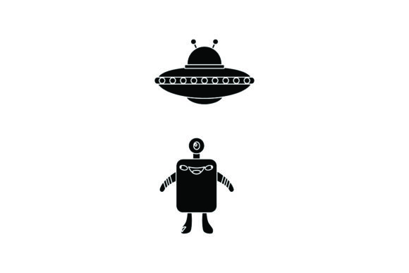 Download Flat Illustration Space Aliens Black - Premium Resources