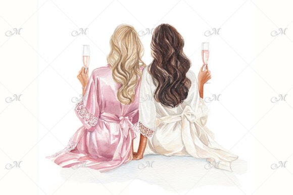 Download Bride &amp; Bridesmaid in Satin Robes - Bridesmaid Collection